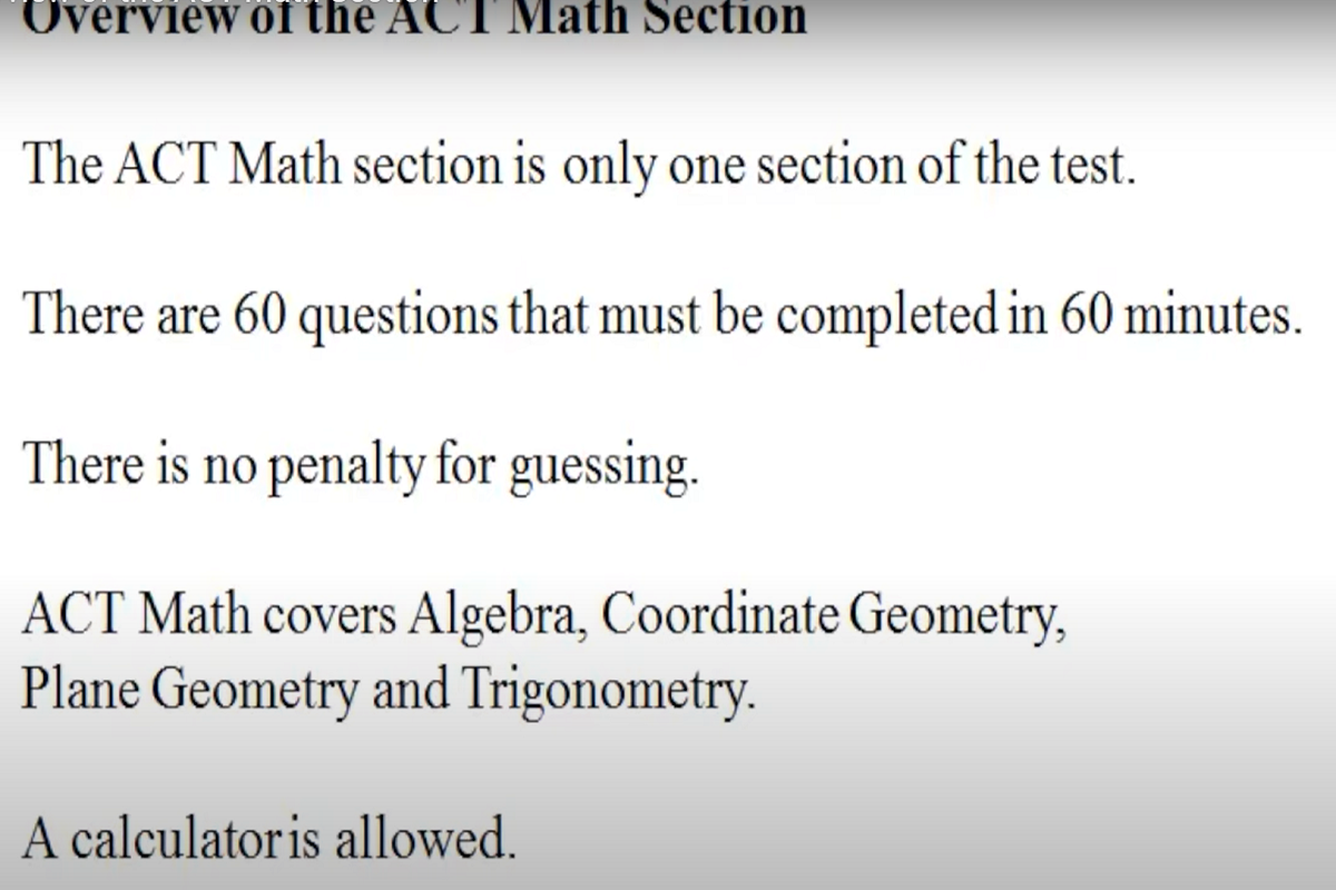 Overview of the Math ACT Section