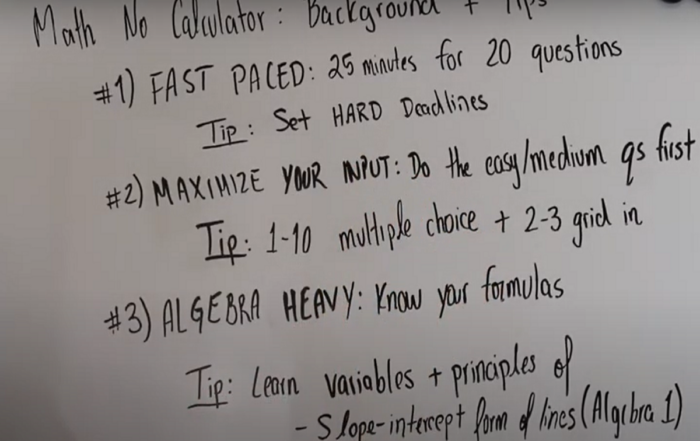 SAT Math No Calculator Section: General Tips and Strategies
