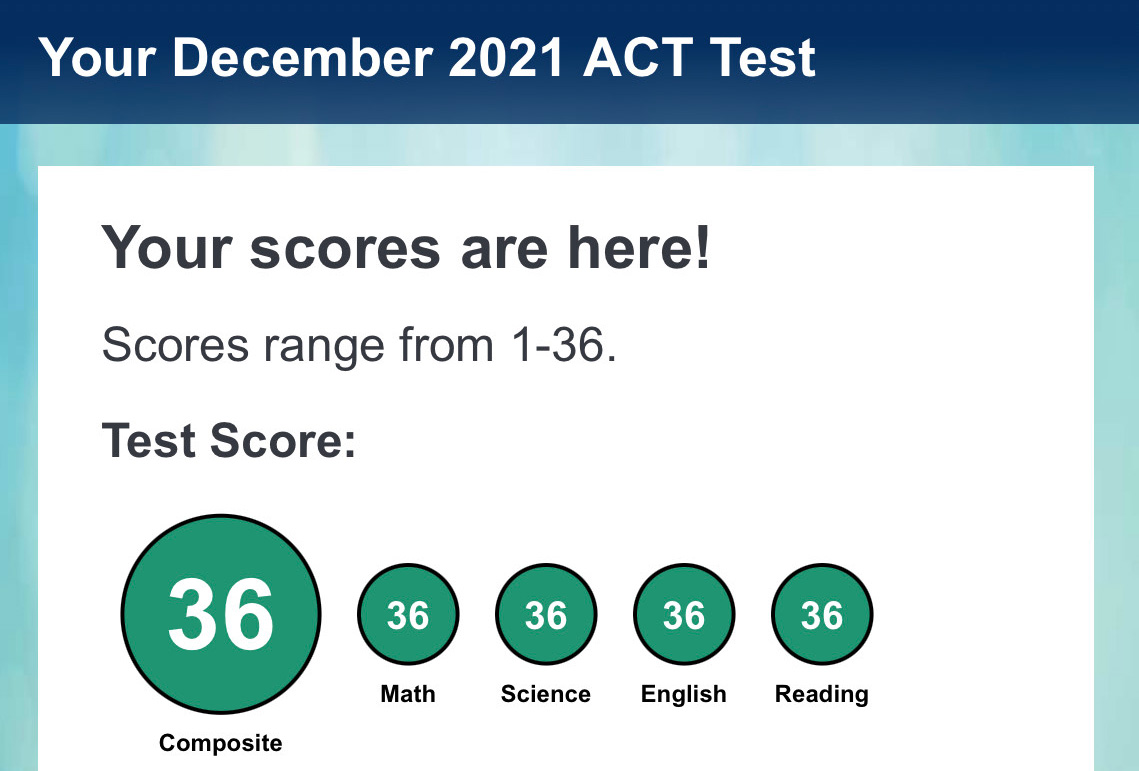 Allison F's Perfect ACT score